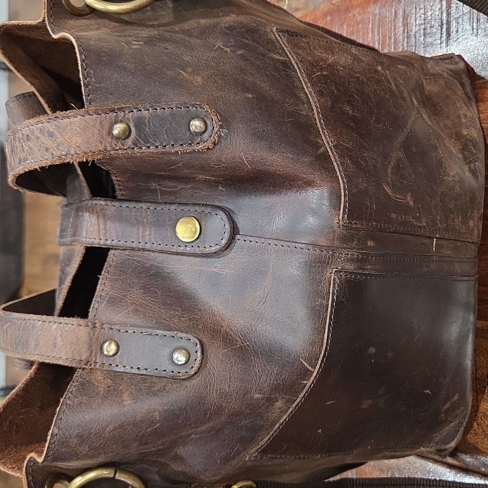 Vintage Genuine Brown Leather Men's Bag - Picture 2 of 14